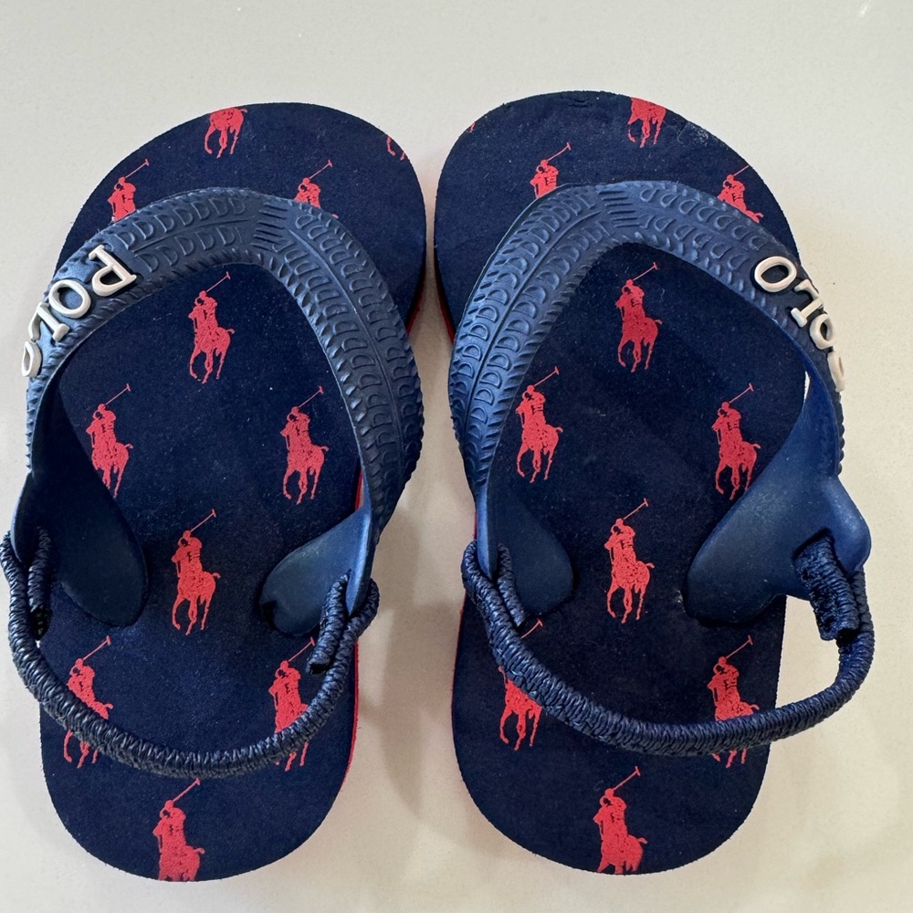 Red and blue polo toddler sandals